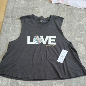Spiritual Gangster Charcoal Love Graphic Muscle Tee